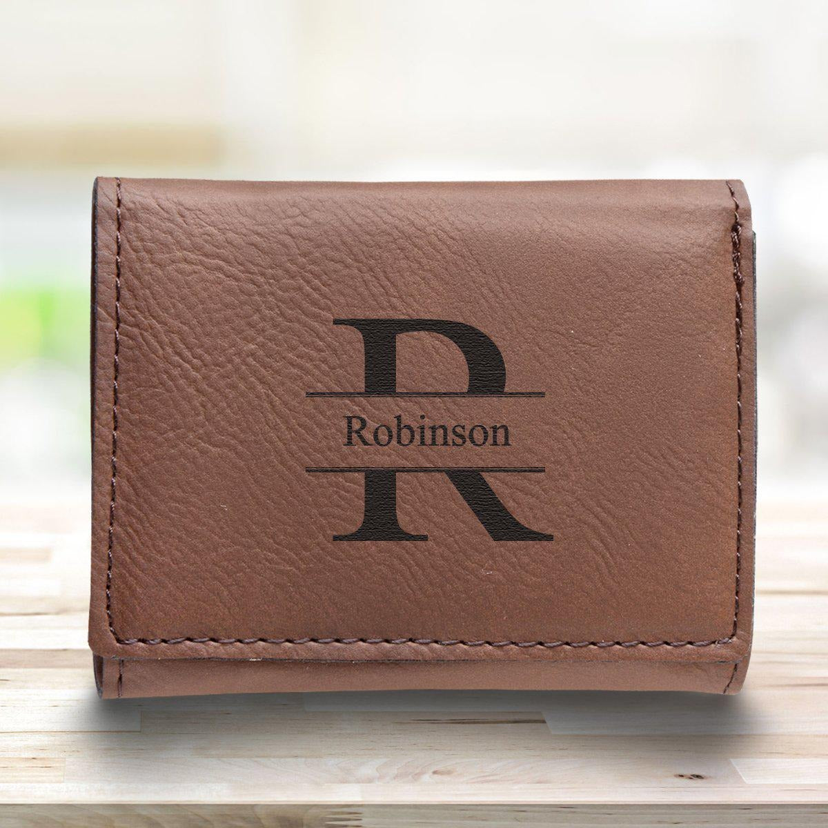 Personalized Groomsmen Leather Wallet & Switchblade Knife Set