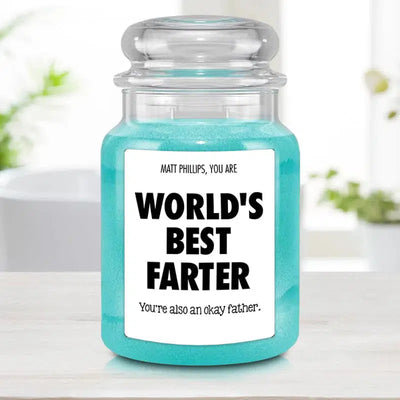 Personalized Dad Candle - World's Best Farter - FIJI - Lazerworx