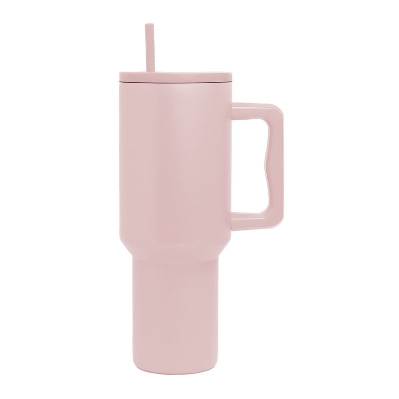 Personalized 40oz Tumbler with Handle - Light Pink - Completeful
