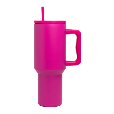 Personalized Mother's Day 40oz Tumbler with Handle - Hot Pink - Completeful
