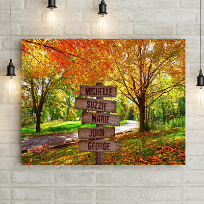 Personalized Autumn Leaves Premium Canvas -  - Lazerworx