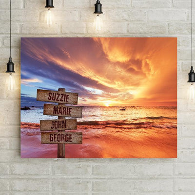 Personalized Beach Boat Sunset Premium Canvas -  - Lazerworx