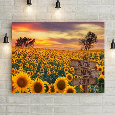 Personalized Sunflowers Premium Canvas -  - Lazerworx