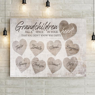 Personalized Grandchildren Fill Your Heart Wood Canvas Print -  - Lazerworx