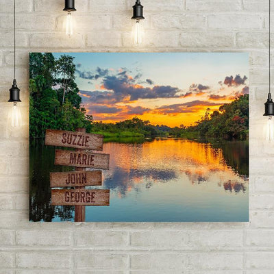 Personalized Sunset Lake Premium Canvas -  - Lazerworx