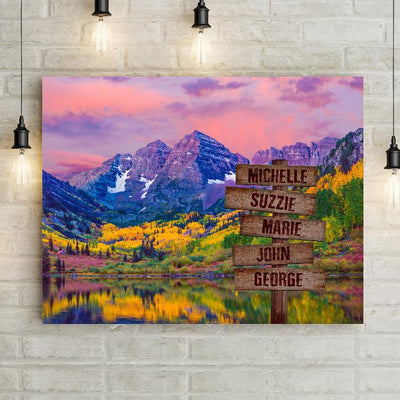 Personalized Colorful Mountain Lake Landscape - Aspen Colorado Maroon Bells Premium Canvas -  - Lazerworx