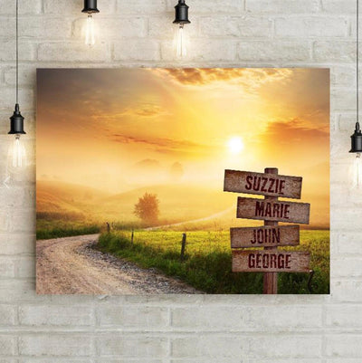 Personalized Country Road Misty Sunrise Premium Canvas -  - Lazerworx