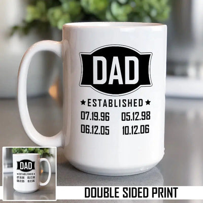 Personalized Dad Established Double Sided Printed Mug -  - Lazerworx
