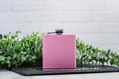 Personalized Pink Powder-Coated Flasks