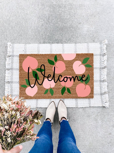 Welcome (Peach Pattern) -  - The Doormat Company