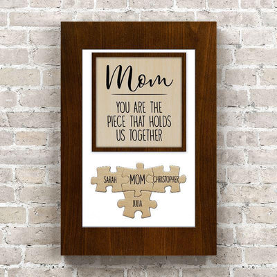 Personalized Dad/Mom You Are the Piece that Holds Us Together Puzzle Sign Canvas Wall Art -  - Lazerworx