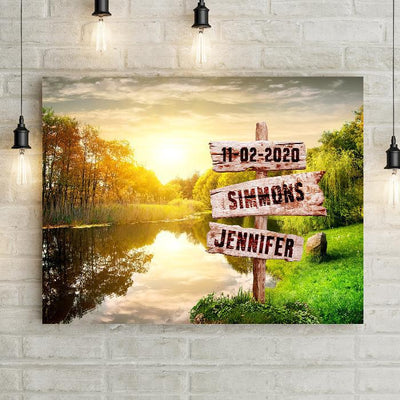 Personalized River & Love Sign Premium Canvas -  - Lazerworx