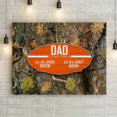 Personalized Dad & Mom Established Hunting Camo Premium Canvas - 24 x 16 / Dad Camo - Lazerworx