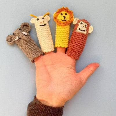 Organic Baby Animal Rattles and Finger Puppet Set -  - Estella