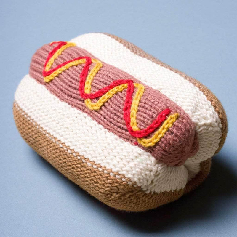 Organic Baby Gift Set - Hand Knit Pretzel Romper, Bonnet Rattle Toy -  - Estella