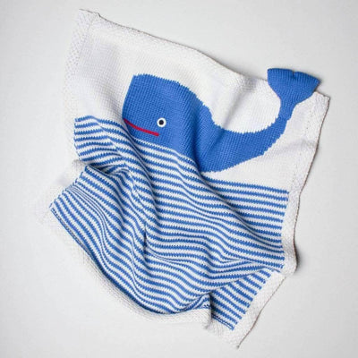 Organic Baby Gift Set - Newborn Security Blanket & Rattle Toy | Whale & Starfish -  - Estella