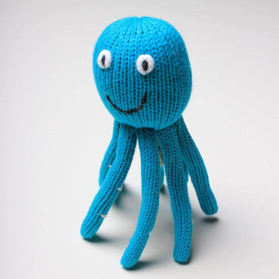 Organic Baby Gift Sets - Newborn Lovey Blanket, Rattle Toy & Hat | Octopus -  - Estella