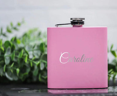 Personalized Pink Powder-Coated Flasks -  - Completeful