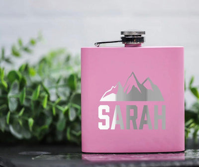 Personalized Pink Powder-Coated Flasks -  - Completeful
