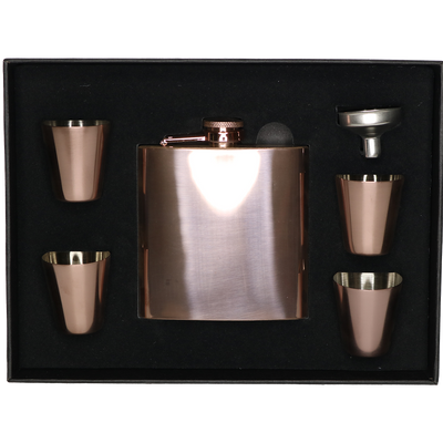 Personalized Rose Gold Flask Set with Shot Glasses -  - Completeful