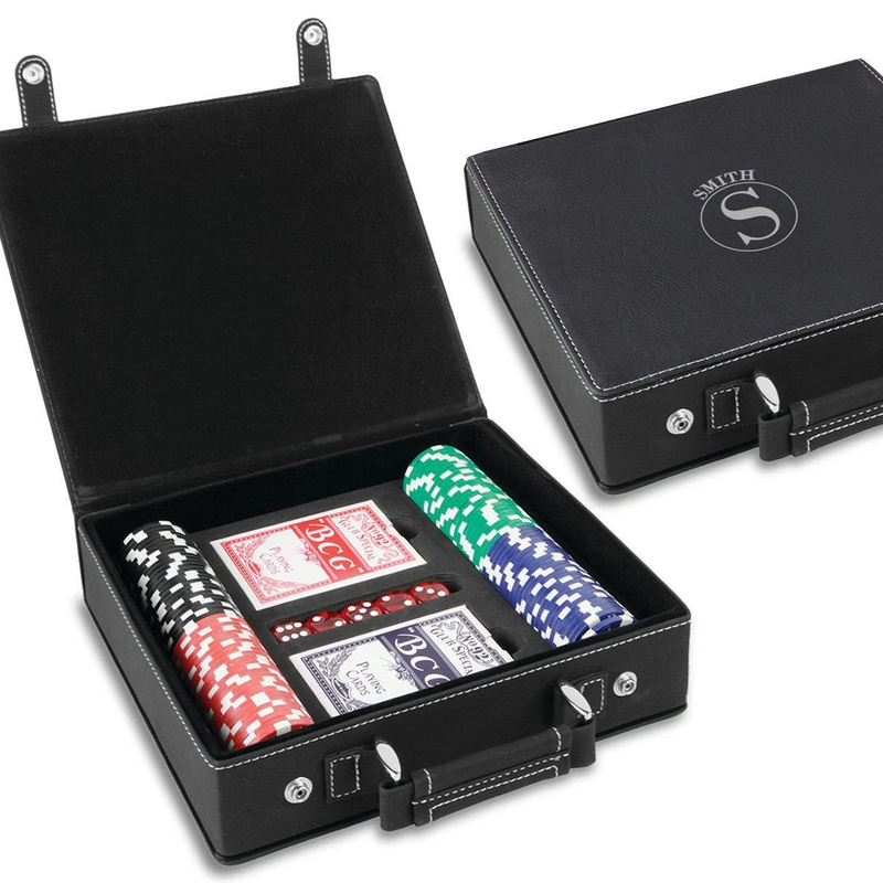 Personalized Black 100 Chip Poker Set -  - Lazerworx