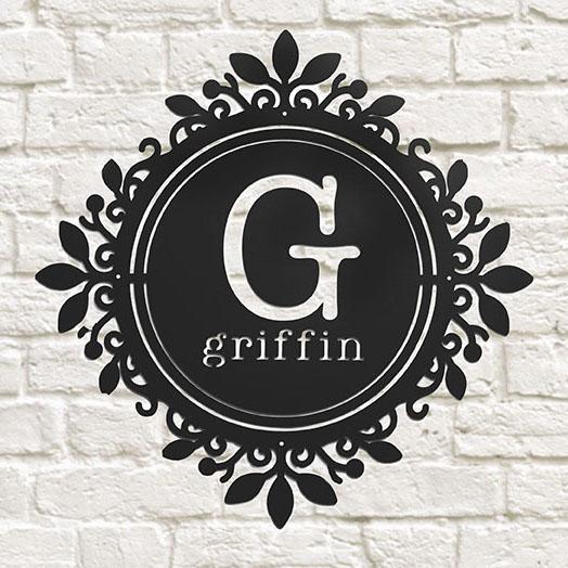 Personalized Name Metal Sign with Filigree – Griffin Design -  - Completeful