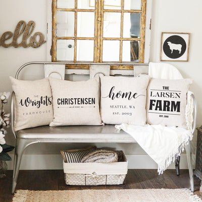 Personalized Throw Pillow Covers (Farmhouse) -  - Wingpress Designs
