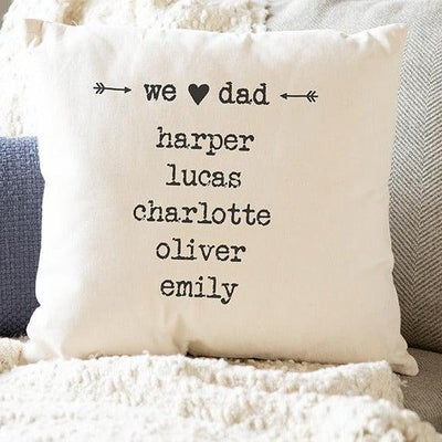 Personalized Family Names Throw Pillow Cover for Dad – Farmhouse Style -  - Wingpress Designs