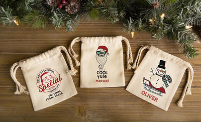 Personalized Small Drawstring Christmas Gift Bags -  - Wingpress Designs