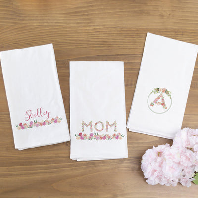 Personalized Floral Tea Towels for Mom -  - Wingpress Designs