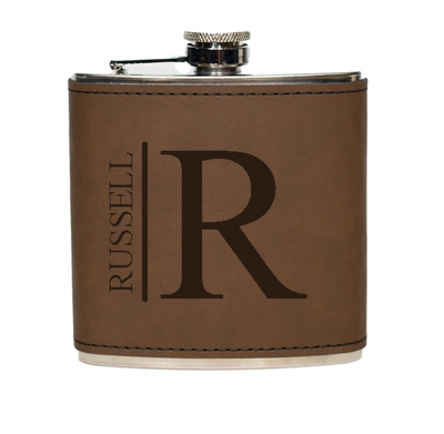 Personalized Silver Leather Wrapped Flasks -  - Completeful