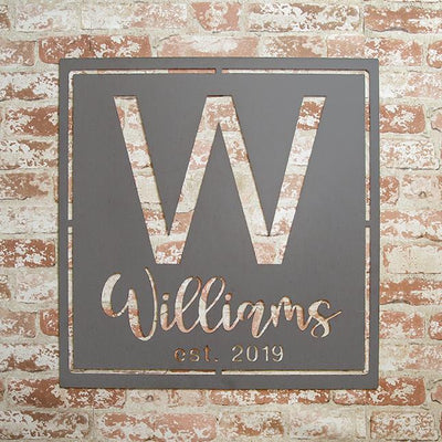Personalized Family Name Metal Sign with Initial – Williams Design -  - Completeful