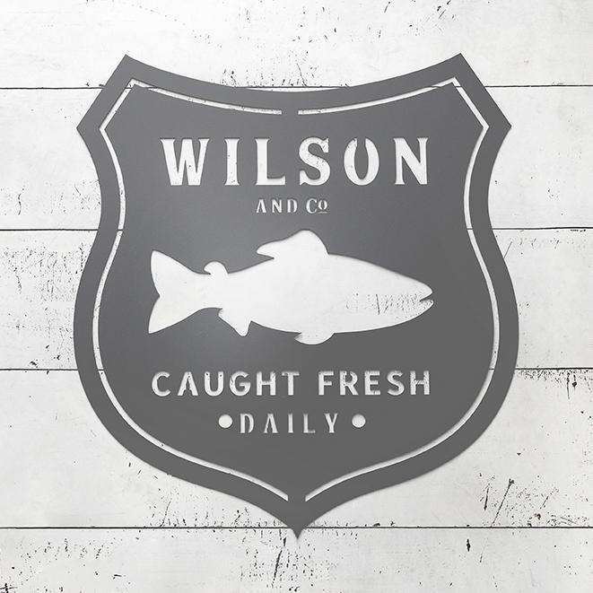Personalized Metal Sign with Fish – Wilson Design -  - Completeful