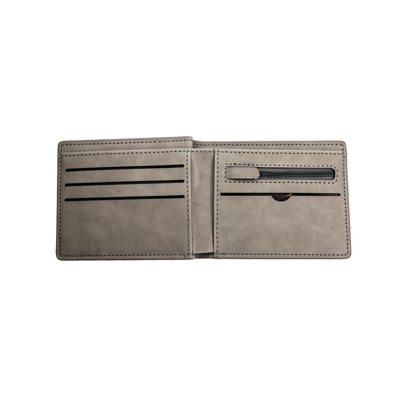 Personalized 	Bifold Wallet with Zipper - Grey - Completeful