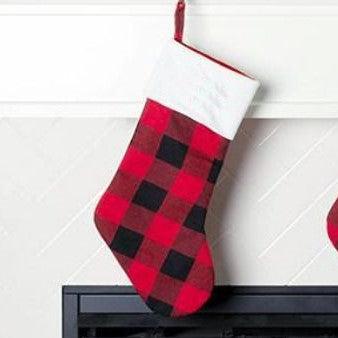 Stockings - Plaid Red and Black Stocking - Wingpress Designs
