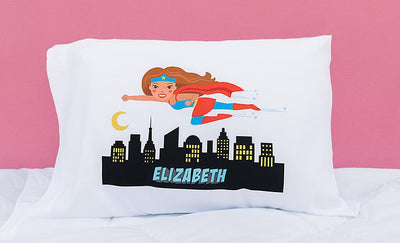 Personalized Girls Superhero Pillowcases -  - Wingpress Designs