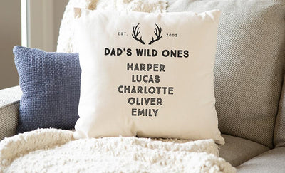 Personalized Dad's Wild Ones Family Names Throw Pillow Cover -  - Qualtry