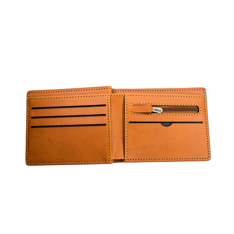 Personalized 	Bifold Wallet with Zipper - Rawhide - Completeful