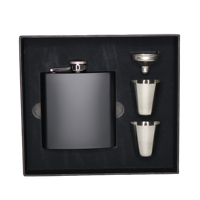 Personalized Matte Black Flask Set with Shot Glasses -  - Completeful