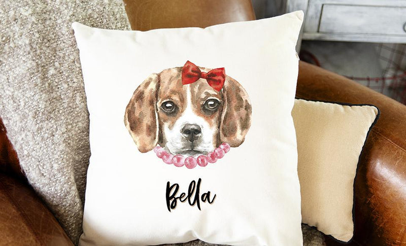 Personalized Watercolor Dog Throw Pillow Covers -  - Wingpress Designs