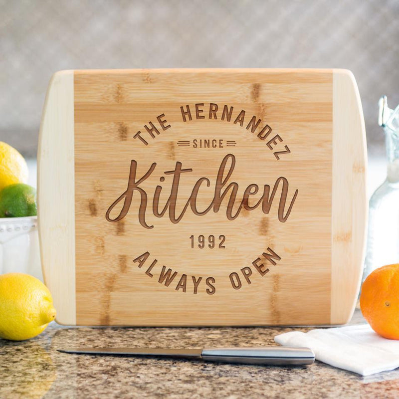 Personalized 8.5x11 Bamboo Cutting Board with Rounded Edge (Modern Collection) -  - Completeful