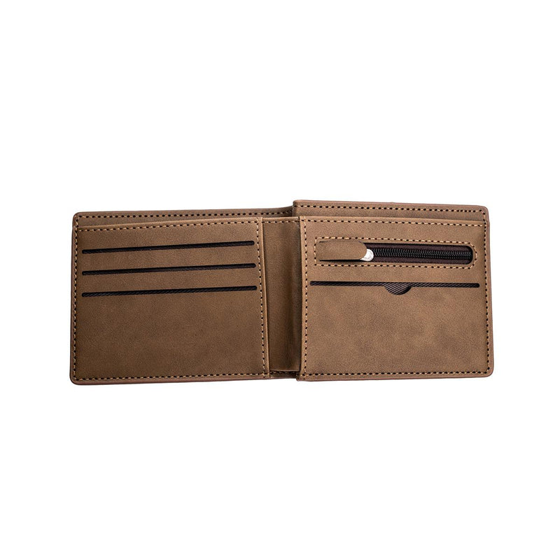 Personalized 	Bifold Wallet with Zipper - Dark Brown - Completeful