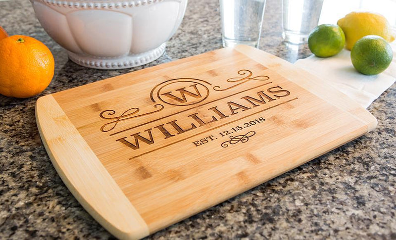 Personalized 11x14 Bamboo Cutting Board with Rounded Edge (Modern Collection) -  - Completeful