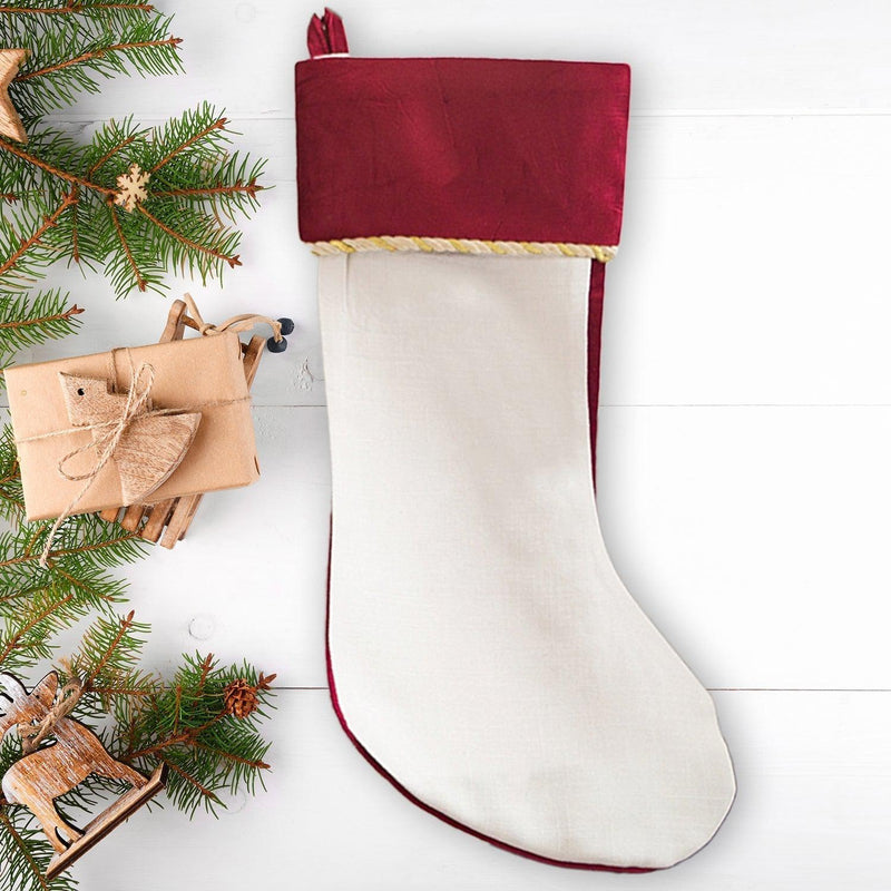Personalized Kids Velvet Trimmed Christmas Stockings - Red - Qualtry