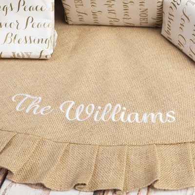 Personalized Burlap Christmas Tree Skirt -  - Completeful