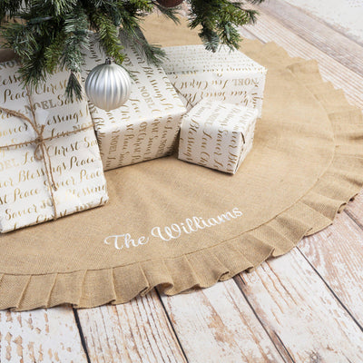 Personalized Burlap Christmas Tree Skirt -  - Completeful
