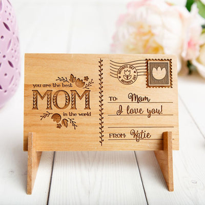 Mother’s Day Personalized Wood Postcards -  - Completeful