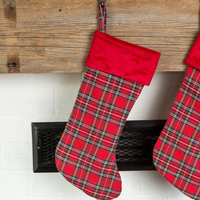 Stockings - Plaid Red Stocking - Wingpress Designs