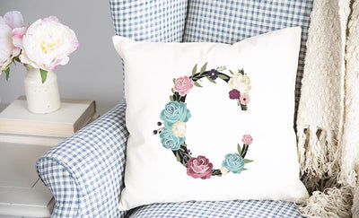 Floral Alphabet Throw Pillow Covers (Non-Personalized) -  - Wingpress Designs