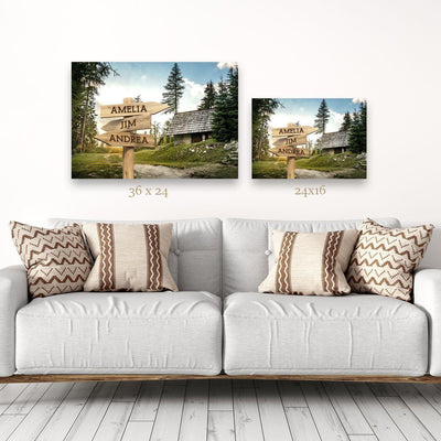 Personalized Cabin Canvas Print with Family Names -  - Lazerworx